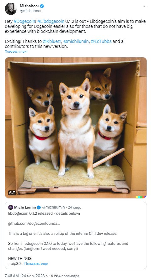 Разработчики Dogecoin представили очередное обновление