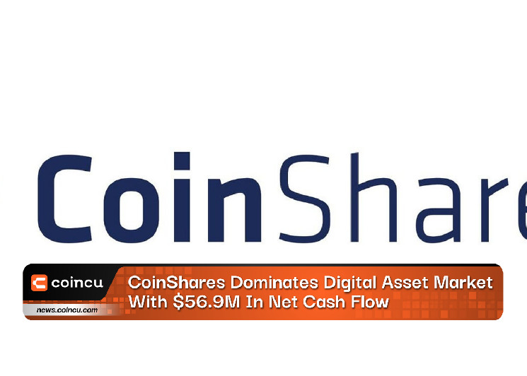 CoinShares Dominates Digital Asset Market With $56.9M In Net Cash Flow